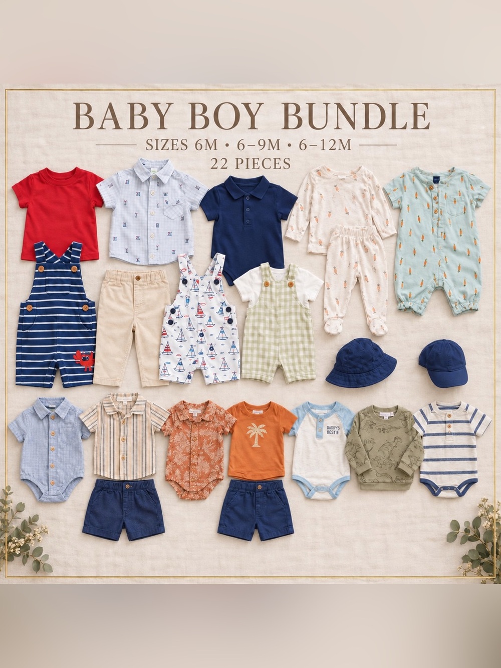 Baby Boy 6–12M 22-Piece Bundle Rachel Zoe
Adorable 22-piece baby boy clothing